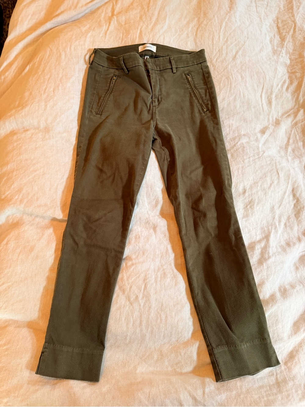Level 99 Olive Green Slim Stretch Chinos